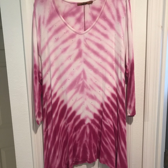 Women’s Bellini 1X tie dye fuscia tunic top - Picture 1 of 5